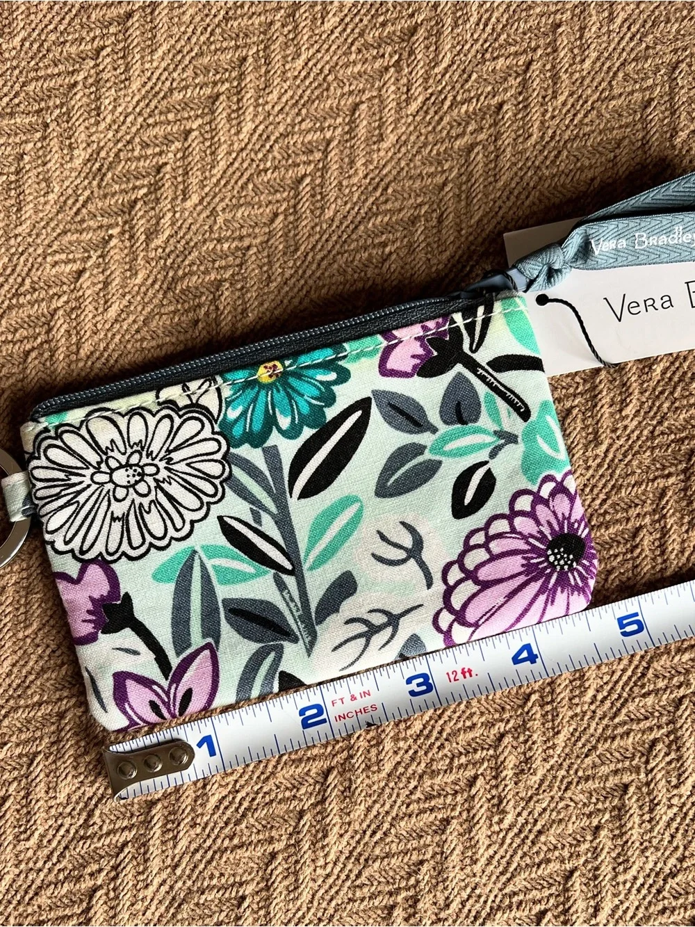 Vera Bradley Floral ID Card Holder in Aqua and Purple - Picture 2 of 4
